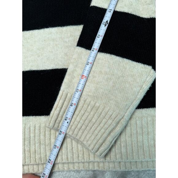 H&M Black Tan Striped Polo Long Sleeve Sweater Womens Size Small - Picture 6 of 6